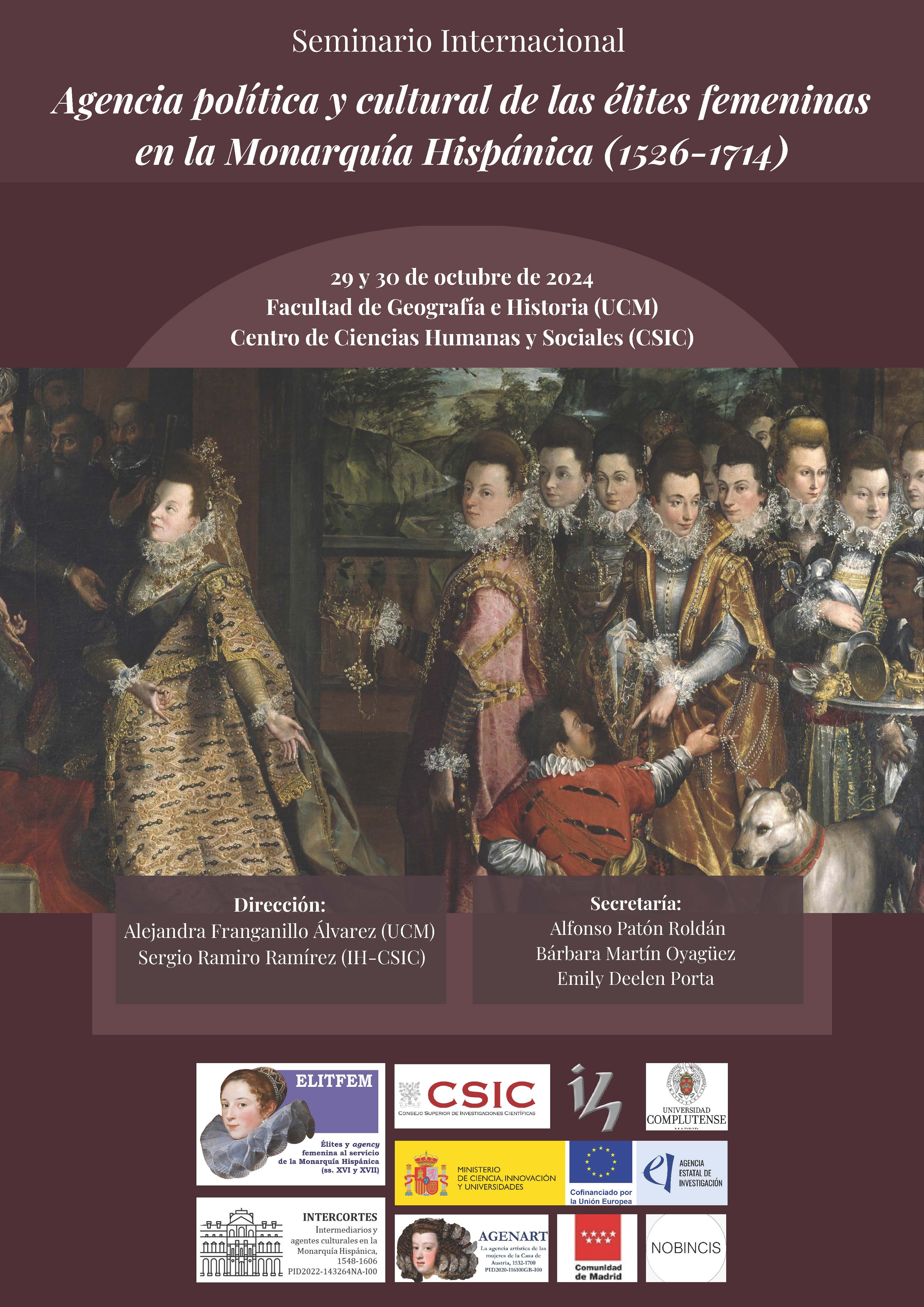 Seminario Internacional Agencia política y cultural de las élites femeninas en la Monarquía Hispánica (1526-1714) (29-30.10.2024)